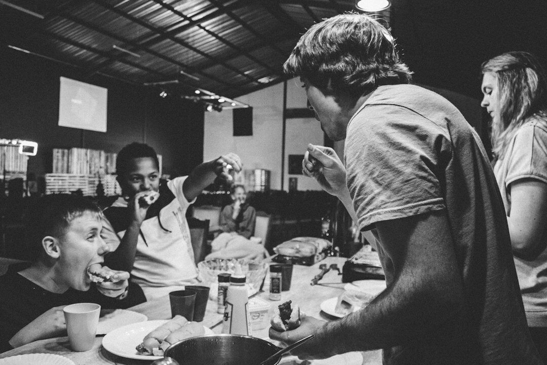 group of friends dining